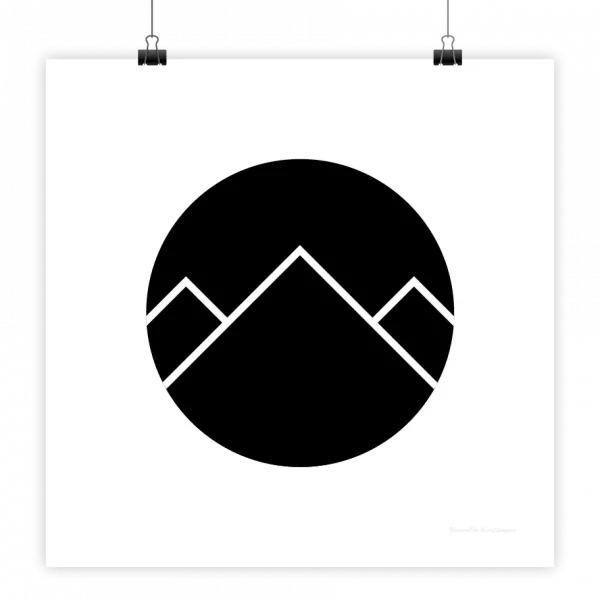 Montagnes minimalistes noires dans un cercle