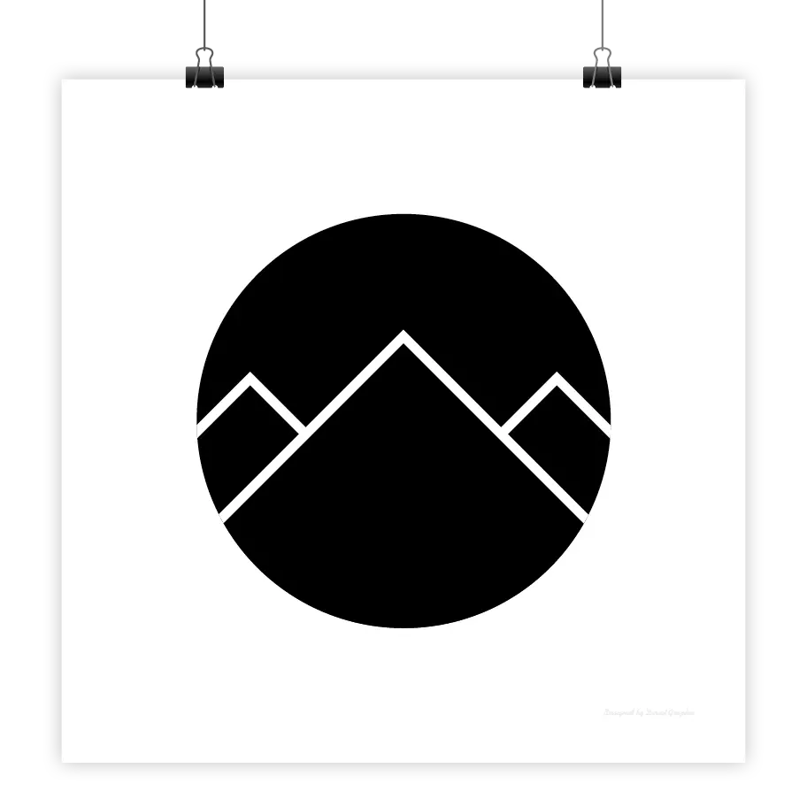 Montagnes minimalistes noires dans un cercle