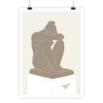 « La Nuit » de Maillol : figure féminine nue, beige et marron clair, assise, style minimaliste inspiré sculpture classique.
